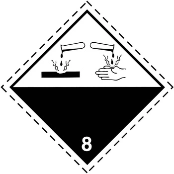 Nalepka nr 8 - Nalepki ADR klasa 8 - Materiały trujące (500 sztuk - FOLIA) 5x5cm