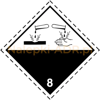 Nalepka nr 8 - Nalepki ADR klasa 8 - Materiały żrące (250 sztuk - PAPIER) 10x10cm