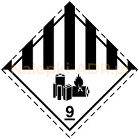 Nalepka 9A (klasa 9A) symbol akumulatorów - Różne materiały i przedmioty niebezpieczne (250 sztuk - PAPIER) 10x10cm