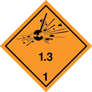 Nalepka nr 1.3 - Nalepka ADR klasa 1 podklasa 1.3 - Materiały wybuchowe (250 sztuk - FOLIA) 10x10cm