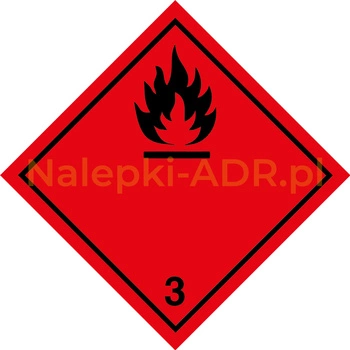Nalepka nr 3 - nalepki ADR klasa 3 - Materiały ciekłe zapalne - 25x25 cm