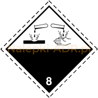 Nalepka nr 8 - Nalepki ADR klasa 8 - Materiały żrące (250 sztuk - PAPIER) 10x10cm