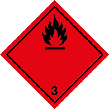 Nalepka nr 3 - Nalepki ADR klasa 3 Materiały ciekłe zapalne (500 sztuk - FOLIA) 5x5cm