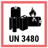 Znak baterii z numerem UN 3480 - 100x100 (250 sztuk - FOLIA)