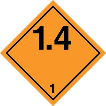 Nalepka nr 1.4 - Nalepka ADR podklasa 1.4 - Materiały wybuchowe (250 sztuk - FOLIA) 10x10cm