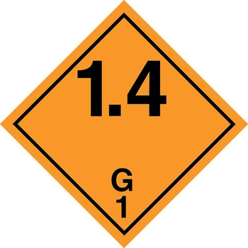 Nalepka nr 1.4G - Nalepka ADR podklasa 1.4 grupa zgodności G - Materiały wybuchowe (250 sztuk - FOLIA) 10x10cm