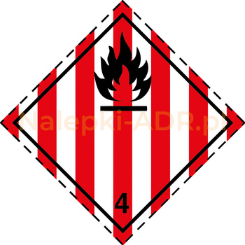 Nalepka nr 4.1 - Nalepki ADR klasa 4.1 - Materiały stałe zapalne, Materiały Samoreaktywne i Materiały Stałe odczulone - 25x25cm