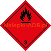 Nalepka nr 3 - Nalepki ADR klasa 3 - Materiały ciekłe zapalne - 30x30cm
