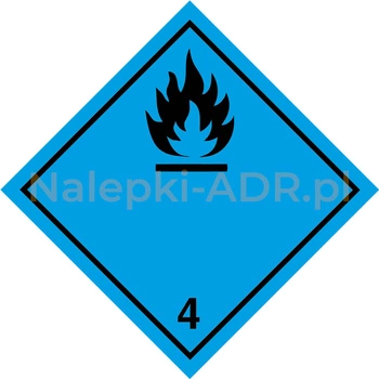 Nalepka nr 4.3 - Nalepka ADR klasa 4.3 - Materiały wytwarzające w zetknięciu z wodą gazy palne (250 sztuk - FOLIA) 10x10cm
