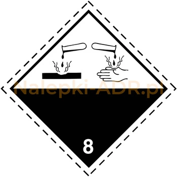Nalepka nr 8 - Nalepki ADR klasa 8 - Materiały żrące - 30x30cm