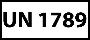 Nalepka UN 1789 (FOLIA) 12x6cm (rolka po 250 sztuk nalepek)