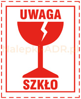 Nalepka Uwaga Szkło (250 sztuk - PAPIER) 6x8cm