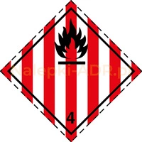 Nalepka nr 4.1 - Nalepki ADR klasa 4.1 - Materiały stałe zapalne, Materiały Samoreaktywne i Materiały Stałe odczulone - 25x25cm