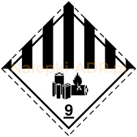 Nalepka 9A (klasa 9A) symbol akumulatorów - Różne materiały i przedmioty niebezpieczne (FOLIA) 10x10cm (rolka po 250 sztuk nalepek)