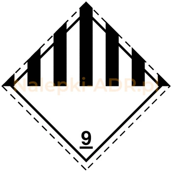 Nalepka nr 9 - Nalepki ADR klasa 9 - Różne materiały i przedmioty niebezpieczne - 30x30cm