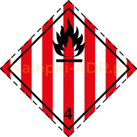 Nalepka nr 4.1 - Nalepki ADR klasa 4.1 - Materiały stałe zapalne, Materiały Samoreaktywne i Materiały Stałe odczulone - 25x25cm
