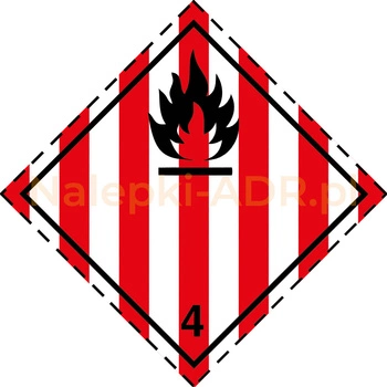 Nalepka nr 4.1 - Nalepki ADR klasa 4.1 - Materiały stałe zapalne, Materiały Samoreaktywne i Materiały Stałe odczulone - 25x25cm