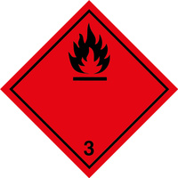 Nalepka nr 3 - Nalepki ADR klasa 3 Materiały ciekłe zapalne (500 sztuk - PAPIER) 5x5cm