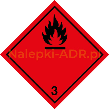 Nalepka nr 3 - Nalepki ADR klasa 3 Materiały ciekłe zapalne (250 sztuk - PAPIER) 10x10cm