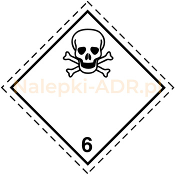 Nalepka nr 6.1 - Nalepki ADR klasa 6.1 - Materiały trujące (250 sztuk - PAPIER) 10x10cm